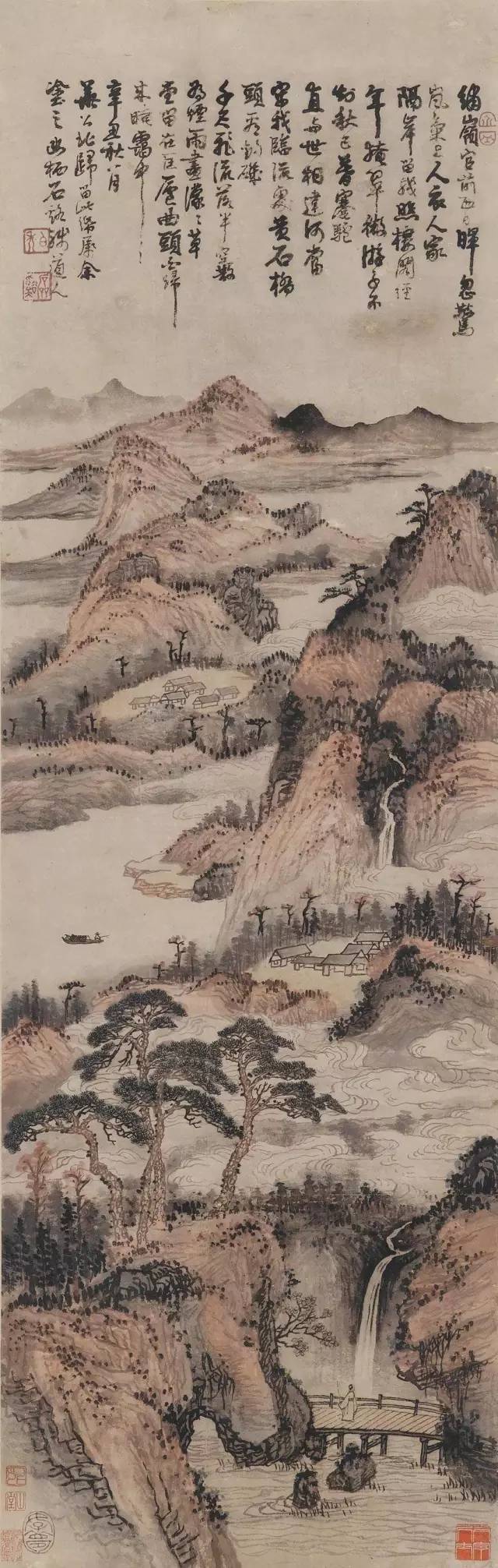 髡残题《山水册》欣赏